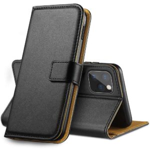 IPHONE 12 6.1 PU LEATHER WALLET CASE – BLACK